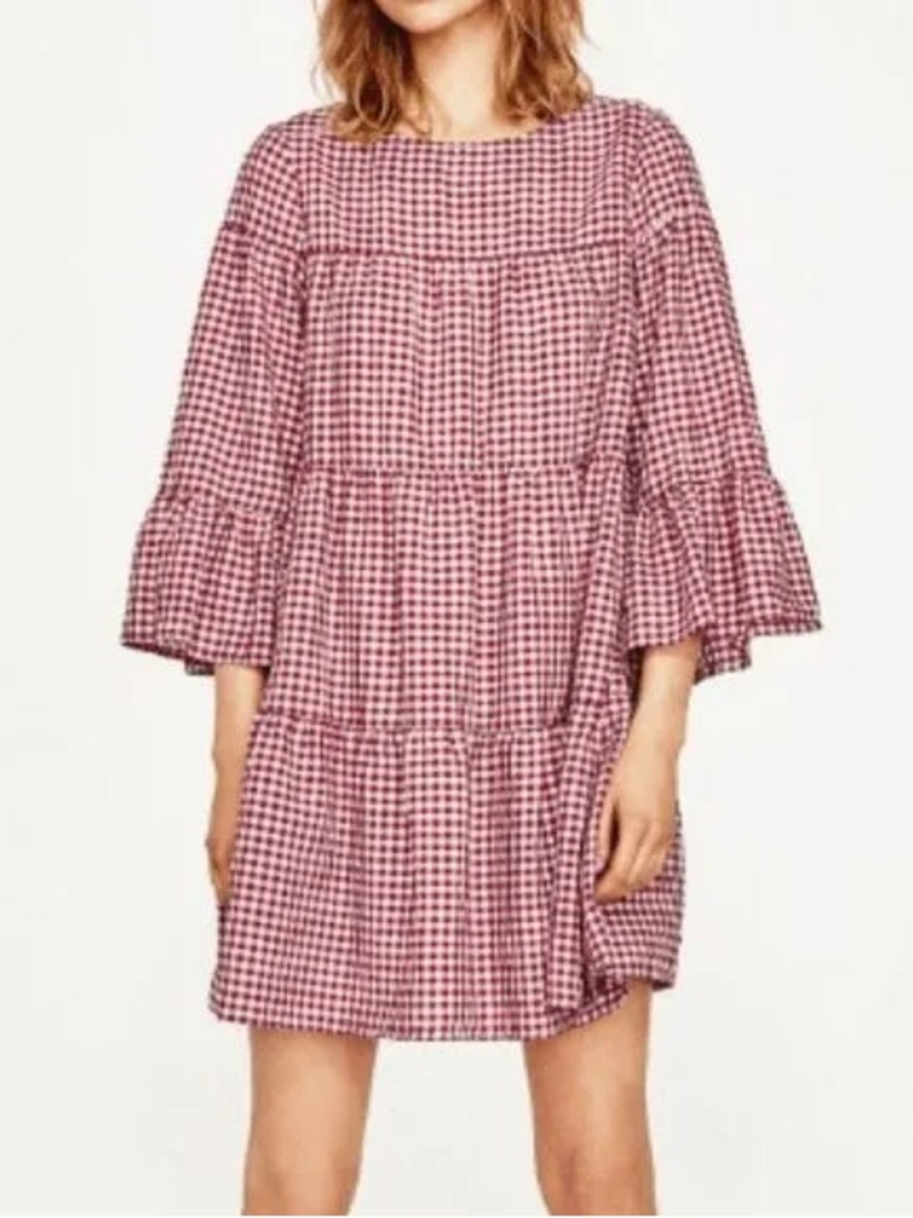 Zara Red and White Gingham Mini Dress